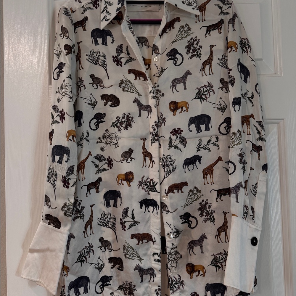Animal Print Button-Up Shirt